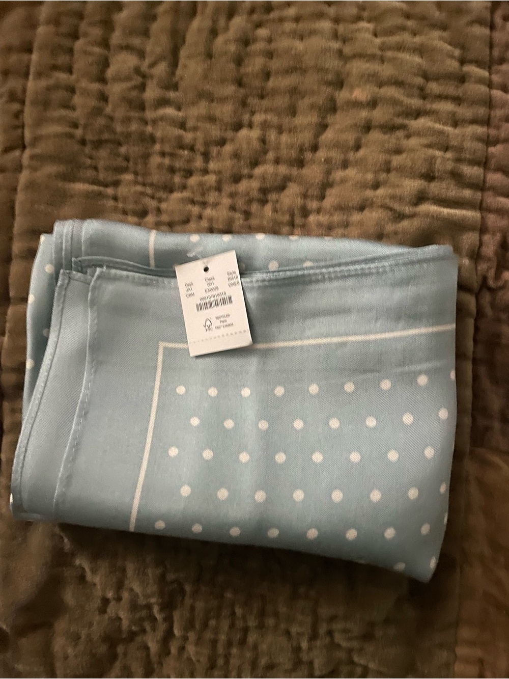 J.Crew 100% Silk Oversized Scarf Bandana Blue Polka Dot